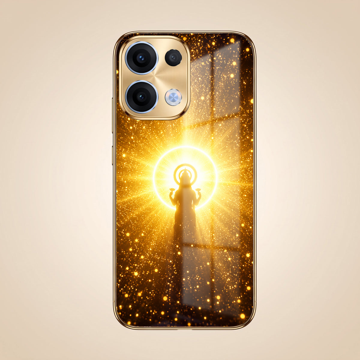Oppo Reno 13 5G Lakshmi Sacred Gold Electroplated Glass Phone Back Case