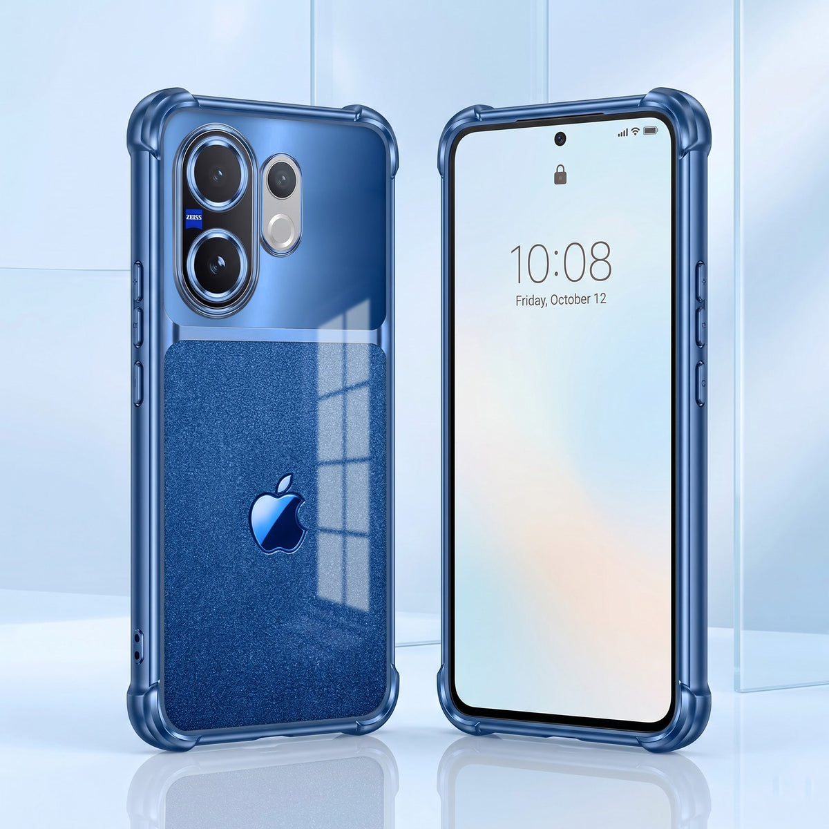 Vivo V60 5G Apple Blue Glitter Dual-Tone Transparent Airbags Case