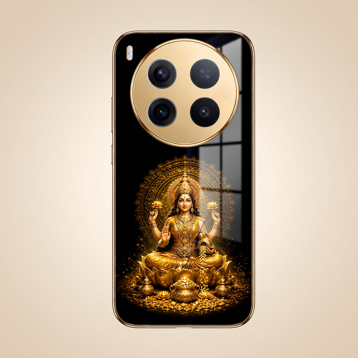 Vivo X300 Pro 5G  Golden Maa Lakshmi Gold Electroplated Glass Phone Back Case