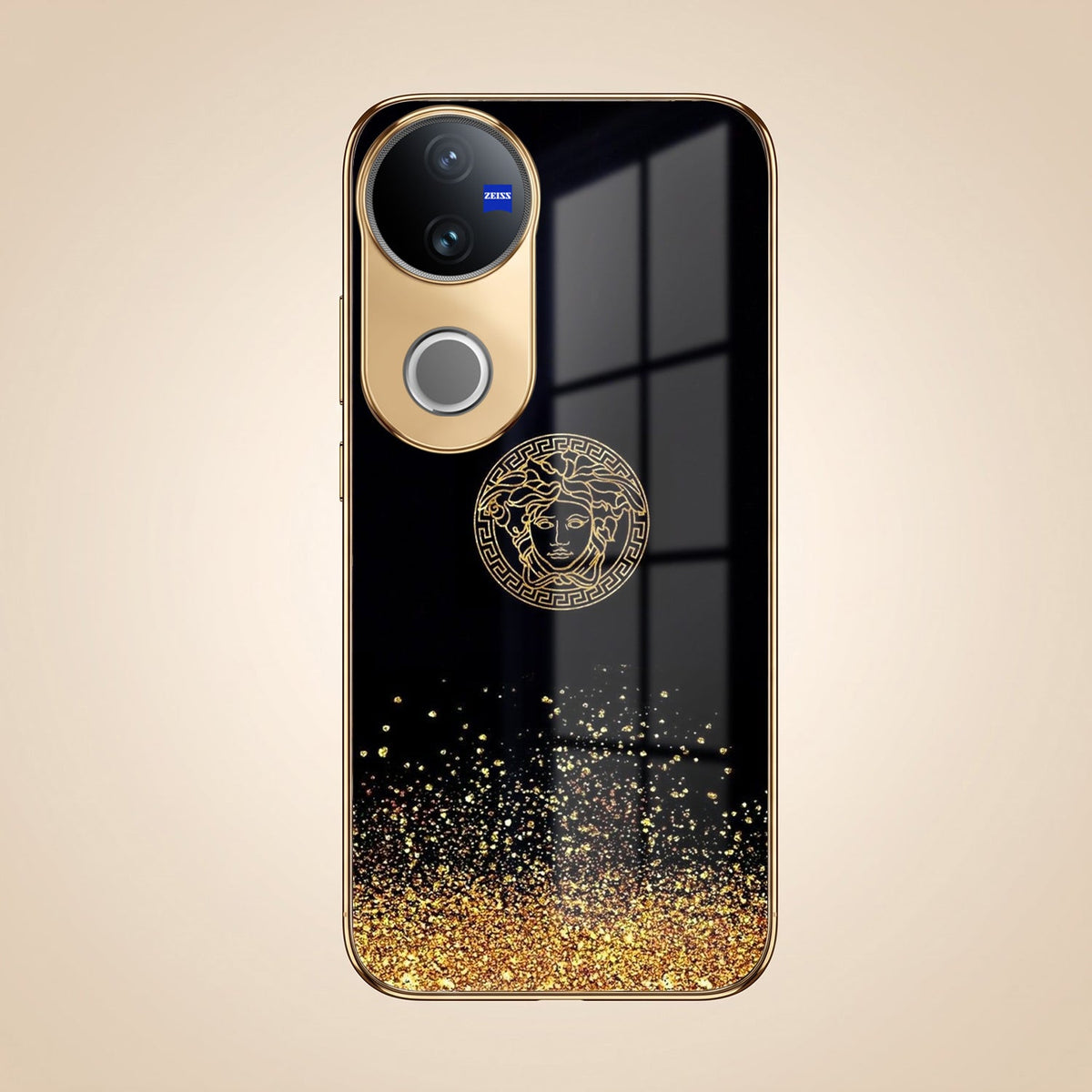 Vivo V50 5G Medusa Head Gold Electroplated Glass Phone Back Case