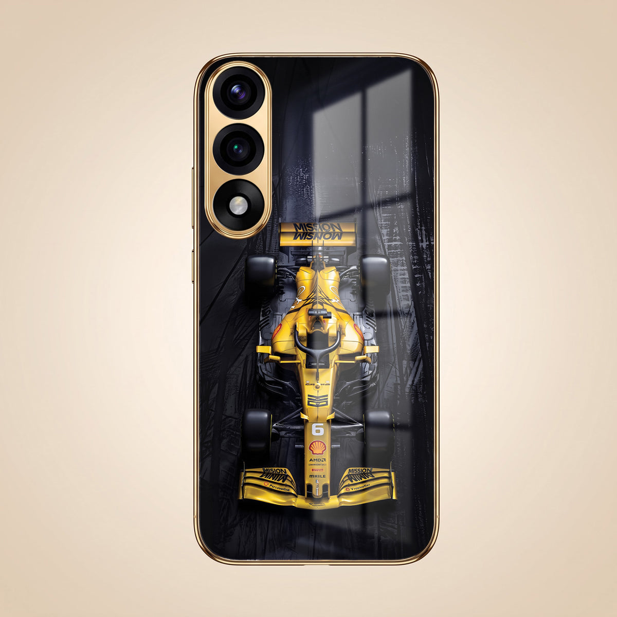 Oneplus Nord 5 5G F1 Racing Car Gold Electroplated Glass Phone Back Case