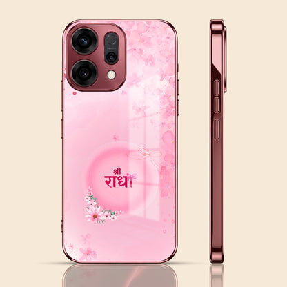Oppo Reno 14 5G Luxury Shree Radha Pink Electroplated Glass Phone Back Case