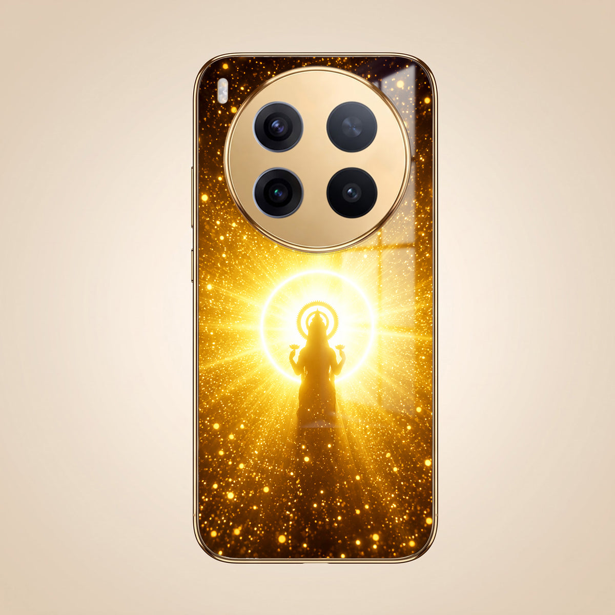 Vivo X300 Pro 5G Lakshmi Sacred Gold Electroplated Glass Phone Back Case