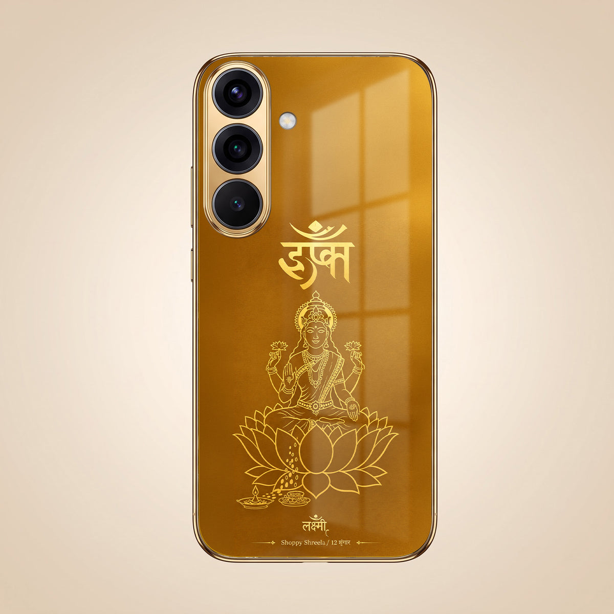 Samsung Galaxy A36 5G Shree Lakshmi Divine Gold Electroplated Glass Phone Back Case