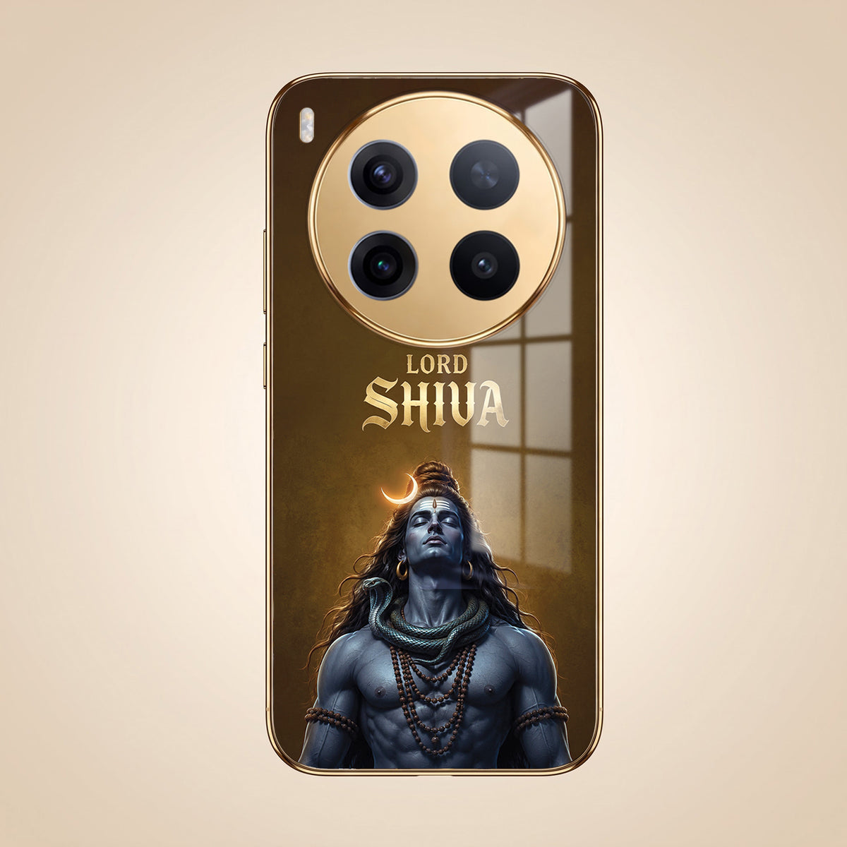 Vivo X300 Pro 5G Lord Shiva Gold Electroplated Glass Phone Back Case