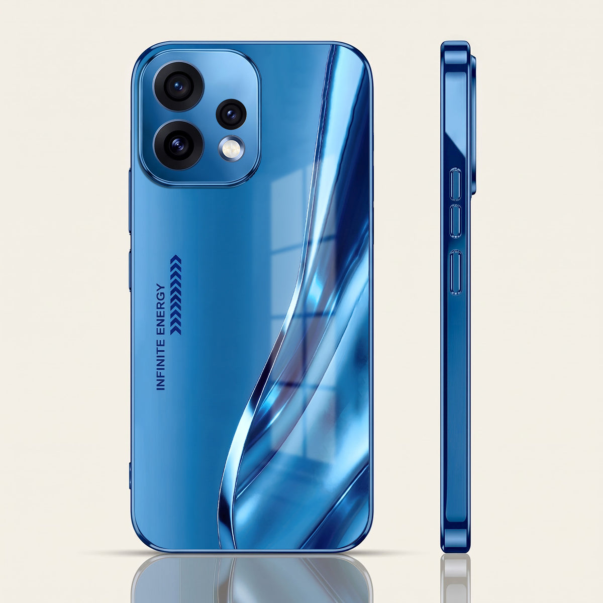 Oppo Reno 15 5G Luxury Infinity Energy Blue Electroplated Glass Phone Back Case
