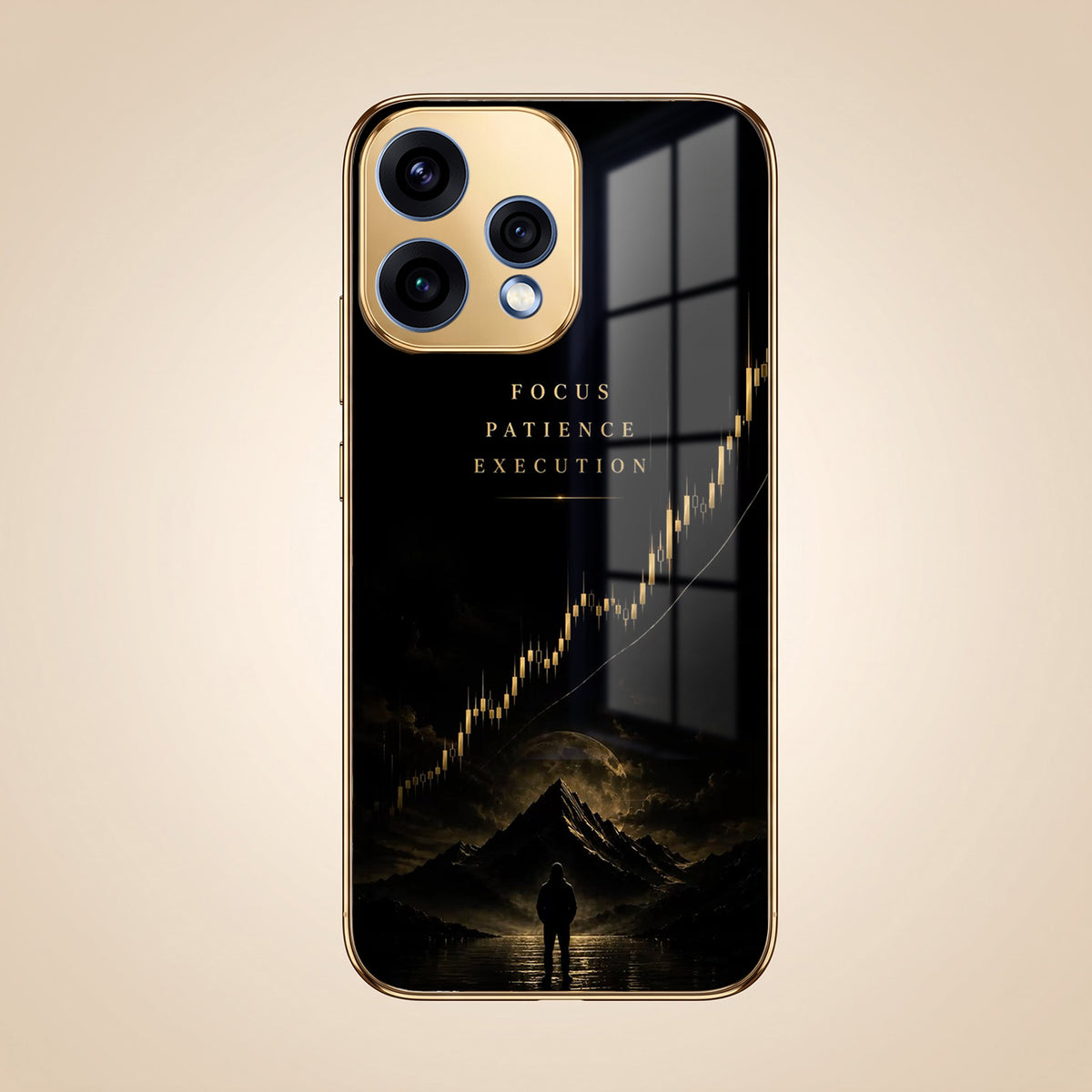 Oppo Reno 15 5G Focus Gold Electroplated Glass Phone Back Case