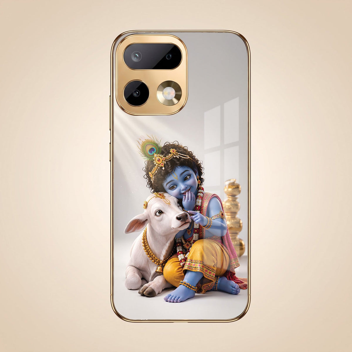 Realme 16 Pro+ 5G Bal Krishna Blessings Gold Electroplated Glass Phone Back Case