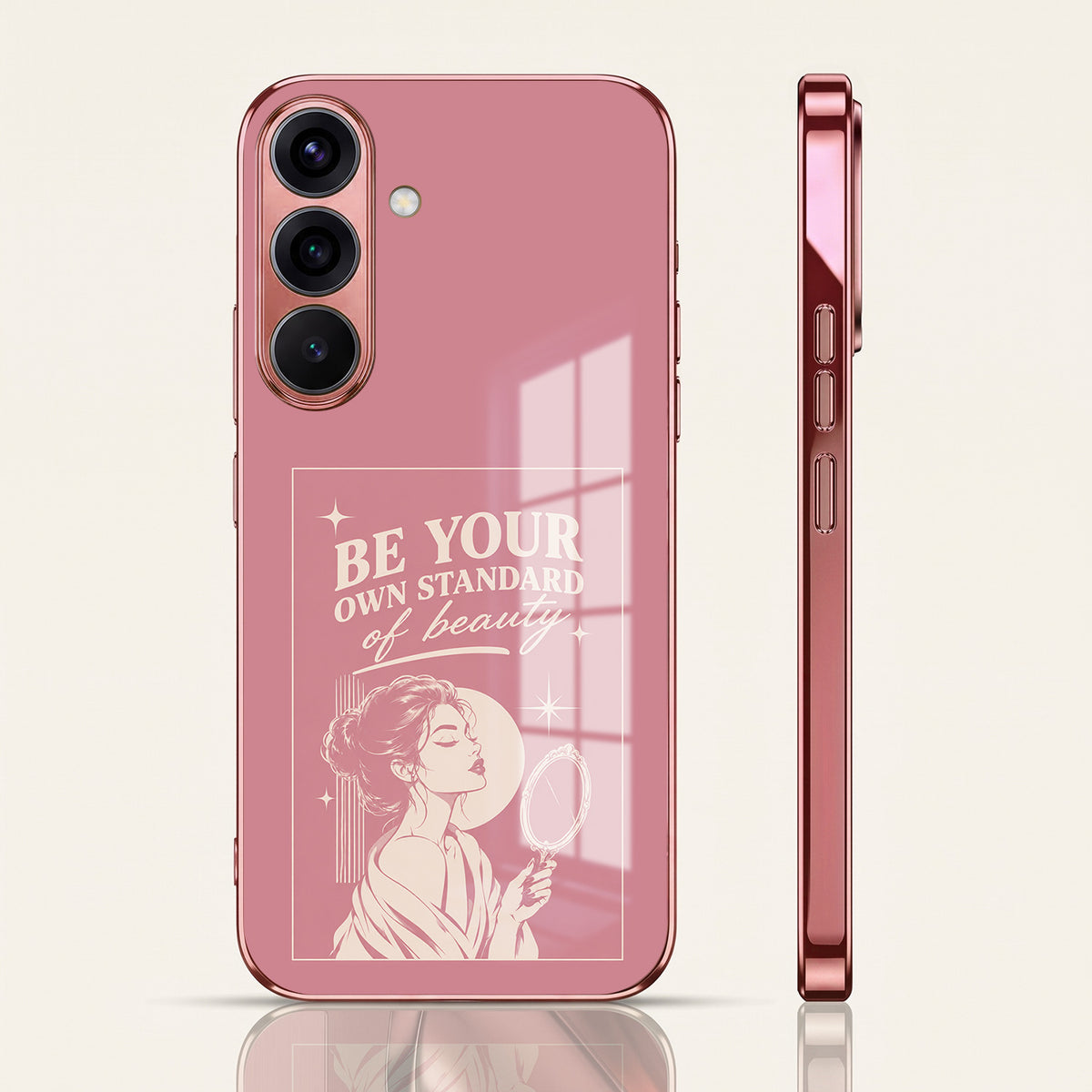 Samsung Galaxy A36 5G Luxury Aesthetic Girl Pink Electroplated Glass Phone Back Case