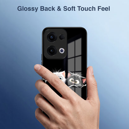 Oppo Reno 13 5G Premium Acrylic Shockproof Glass Back Case (Cute Paws)