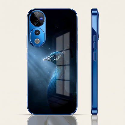 Vivo V40 Pro 5G Royal Peacock Blue Electroplated Glass Phone Back Case