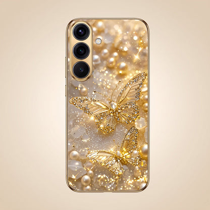 Samsung Galaxy A36 5G Golden Butterfly Gold Electroplated Glass Phone Back Case