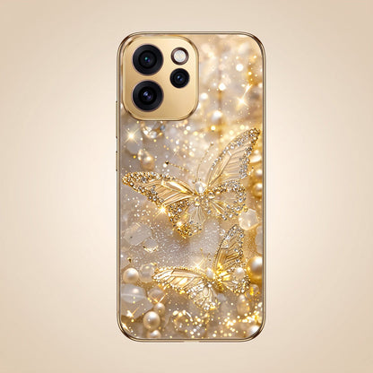 Oppo Reno 15 Pro Mini 5G Golden Butterfly Gold Electroplated Glass Phone Back Case