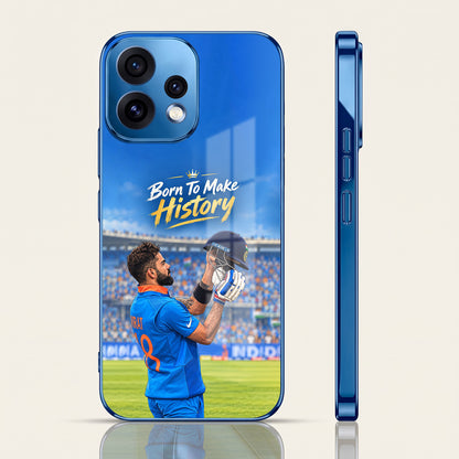 Oppo Reno 15 5G Born TO Make History Blue Electroplated Glass Phone Back Case