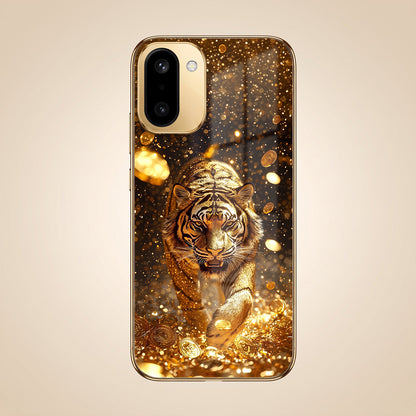 OnePlus 15R 5G Luxury Tiger Gold Electroplated Glass Phone Back Case