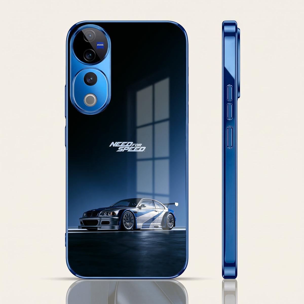 Vivo V40 Pro 5G Need For Speed Blue Electroplated Glass Phone Back Case