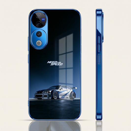 Vivo V40 Pro 5G Need For Speed Blue Electroplated Glass Phone Back Case