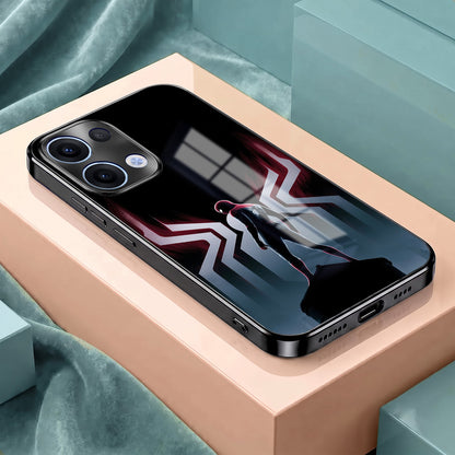 Oppo Reno 13 5G Spiderman Black Electroplated Glass Phone Back Case