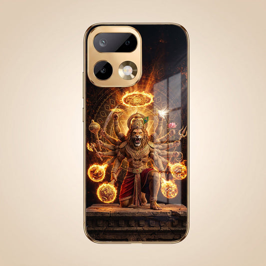 Realme 16 Pro+ 5G Lord Narasimha Gold Electroplated Glass Phone Back Case