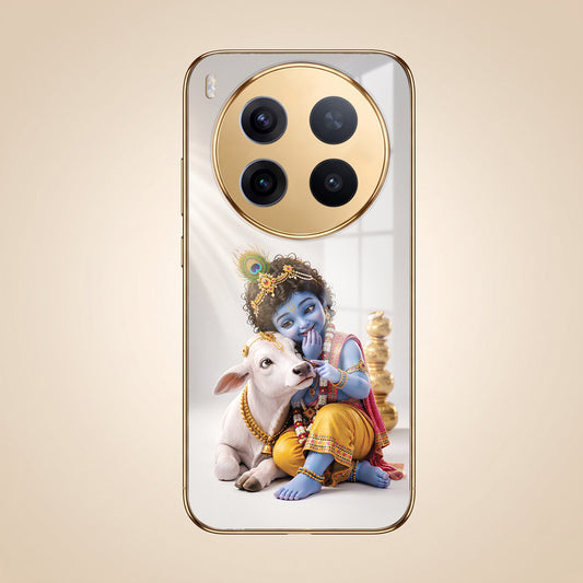 Vivo X300 Pro 5G Bal Krishna Blessings Gold Electroplated Glass Phone Back Case