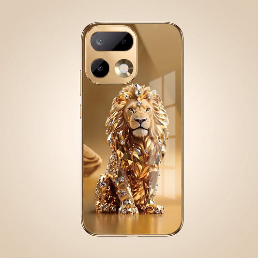 Realme 16 Pro+ 5G Luxury Lion Gold Electroplated Glass Phone Back Case
