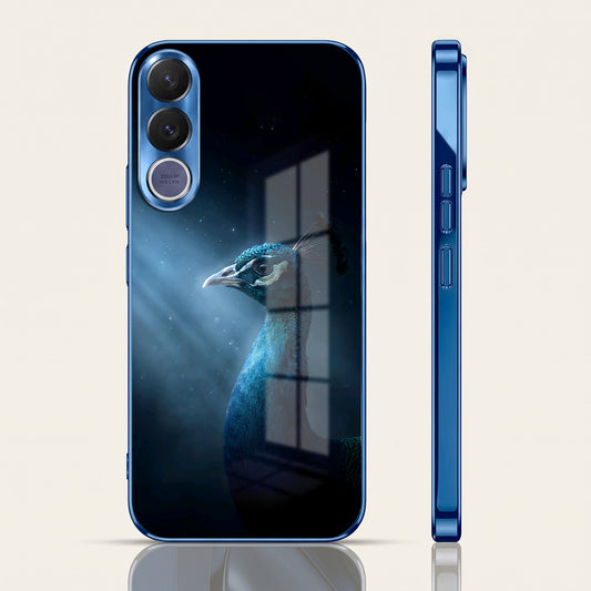 Vivo V70 FE 5G Royal Peacock Blue Electroplated Glass Phone Back Case