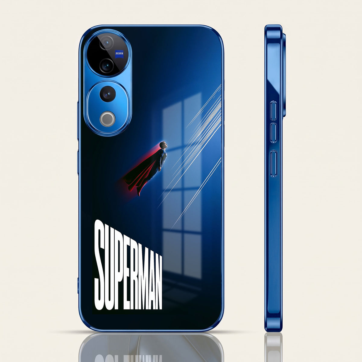 Vivo V40 Pro 5G Superman Blue Electroplated Glass Phone Back Case