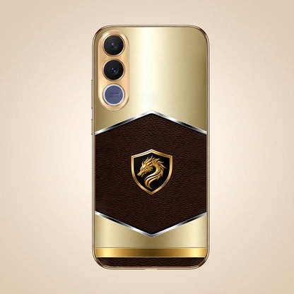 Vivo V70 FE 5G Dragon Crest Gold Electroplated Glass Phone Back Case