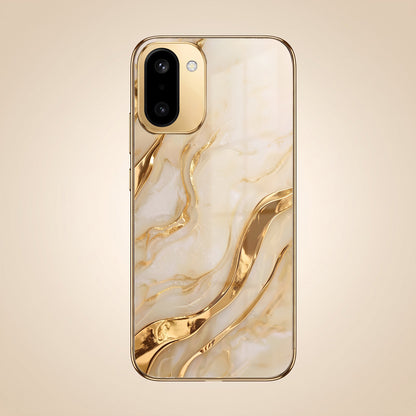 OnePlus 15R 5G Marvel Texture Gold Electroplated Glass Phone Back Case