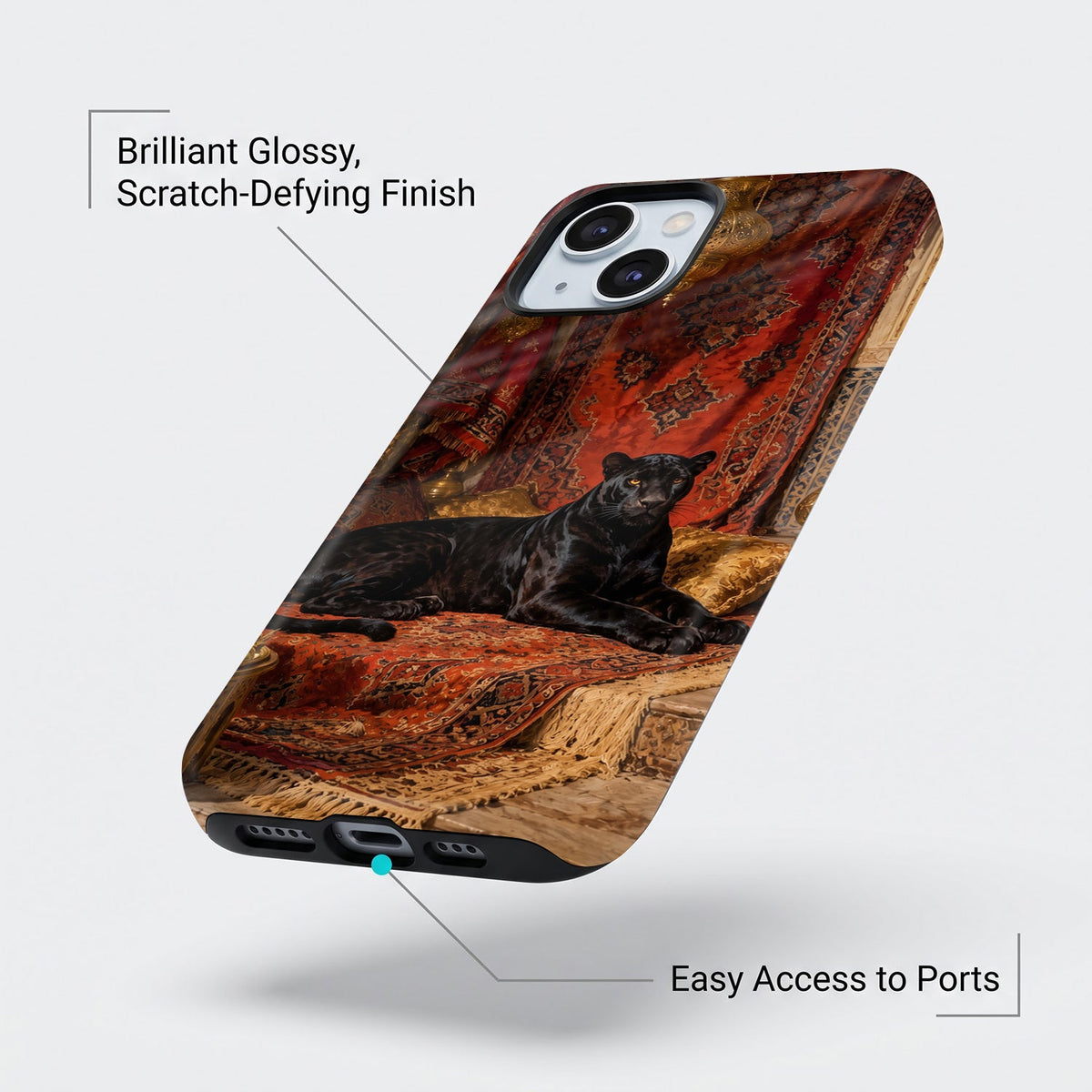 iPhone 15 5G Royal Black Panther Protective Case