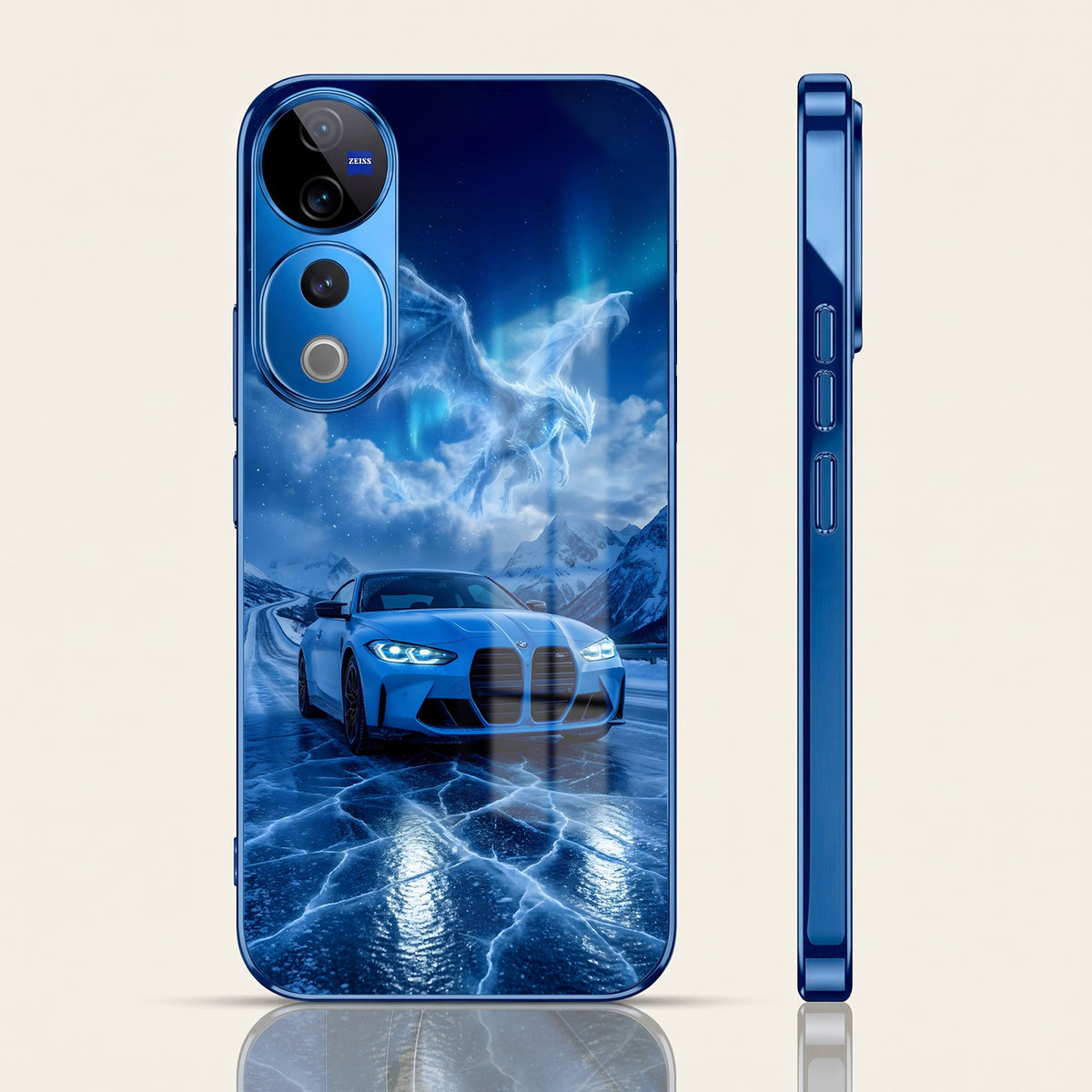 Vivo V40 Pro 5G Ice Dragon GT Blue Electroplated Glass Phone Back Case