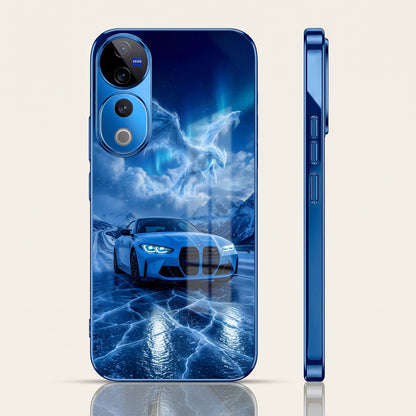 Vivo V40 Pro 5G Ice Dragon GT Blue Electroplated Glass Phone Back Case