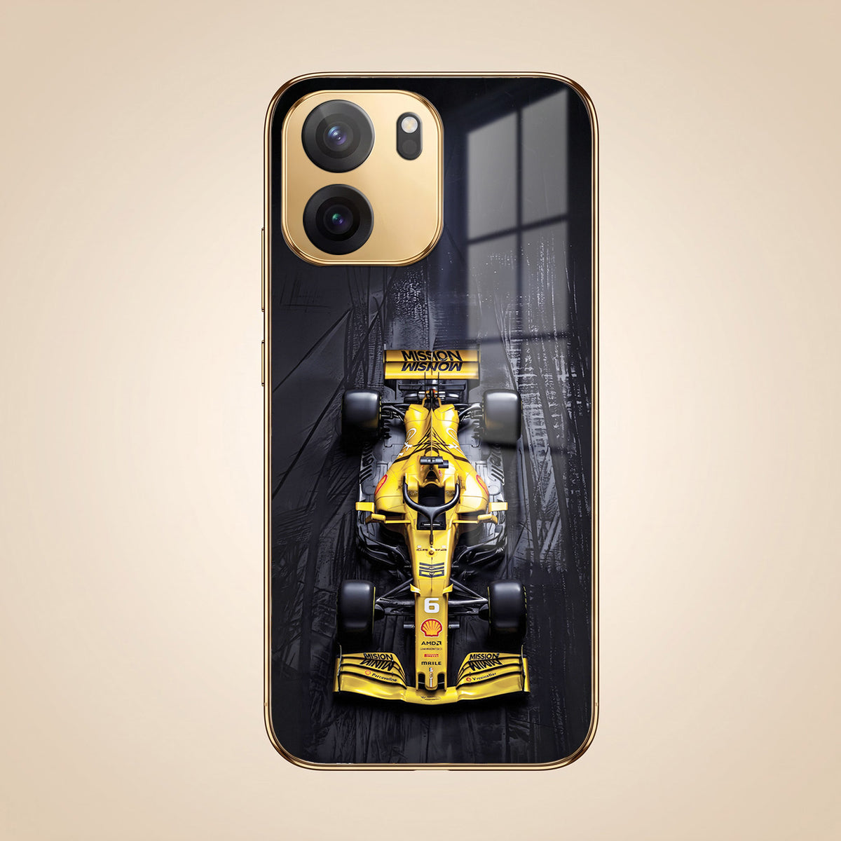 OnePlus Nord CE6 5G F1 Racing Car Gold Electroplated Glass Phone Back Case