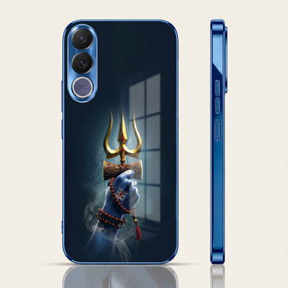 Vivo V70 FE 5G Divine Shiva Trisul Blue Electroplated Glass Phone Back Case