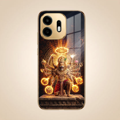 OnePlus N6 5G Lord Narasimha Gold Electroplated Glass Phone Back Case
