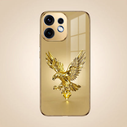 Oppo Reno 16 5G Golden Eagle Gold Electroplated Glass Phone Back Case