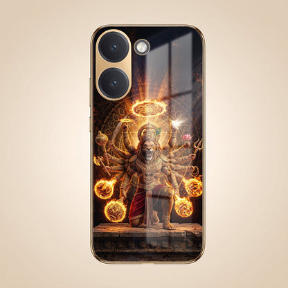 Poco X8 Pro 5G Lord Narasimha Gold Electroplated Glass Phone Back Case