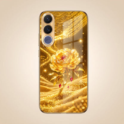 Vivo V70 FE 5G Golden Rose Elegance Gold Electroplated Glass Phone Back Case