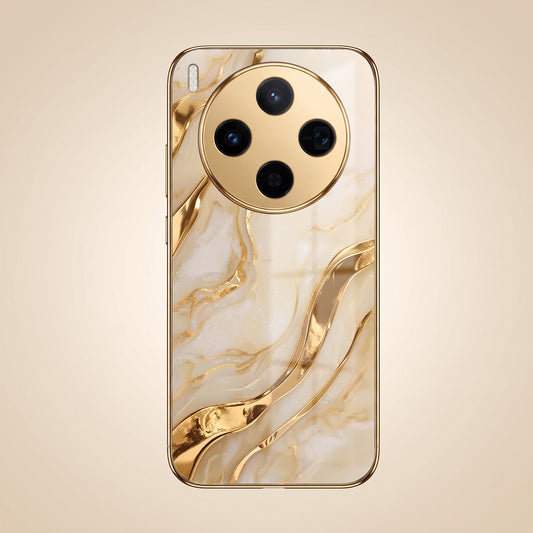 Vivo X300 5G Marvel Texture Gold Electroplated Glass Phone Back Case