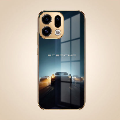 Oppo Find X9 5G Porsche Luxury Gold Electroplated Glass Phone Back Case