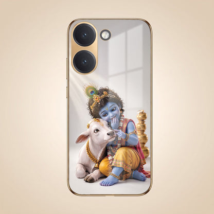 Poco X8 Pro 5G Bal Krishna Blessings Gold Electroplated Glass Phone Back Case