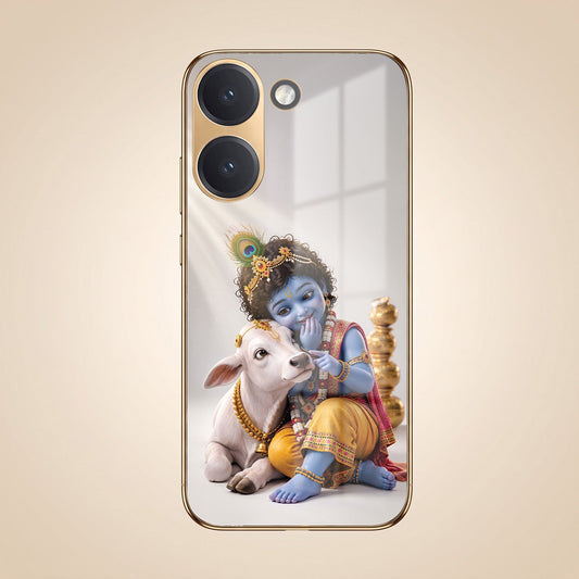 Poco X8 Pro 5G Bal Krishna Blessings Gold Electroplated Glass Phone Back Case