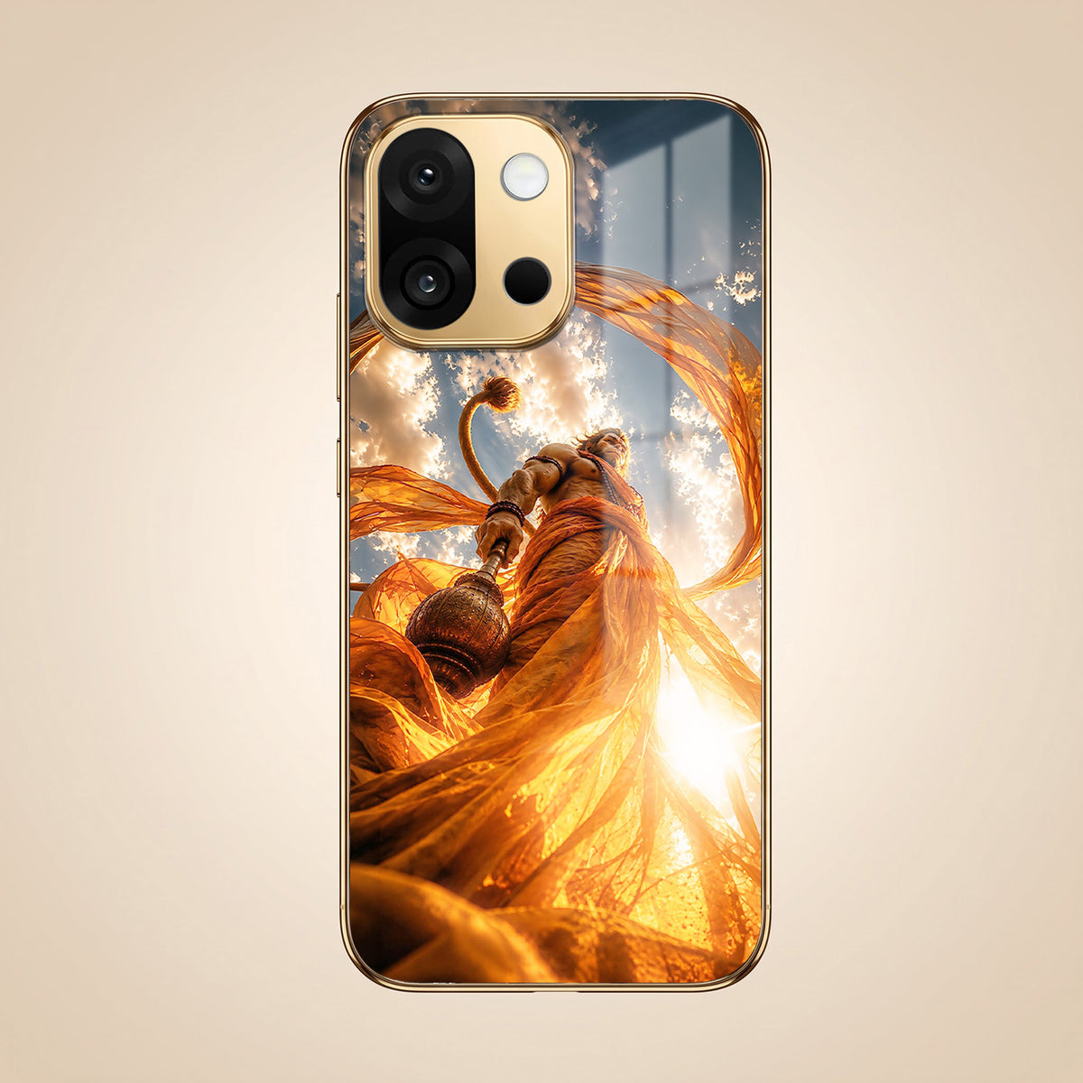 OnePlus 13s 5G Divine Hanuman Gold Electroplated Glass Phone Back Case