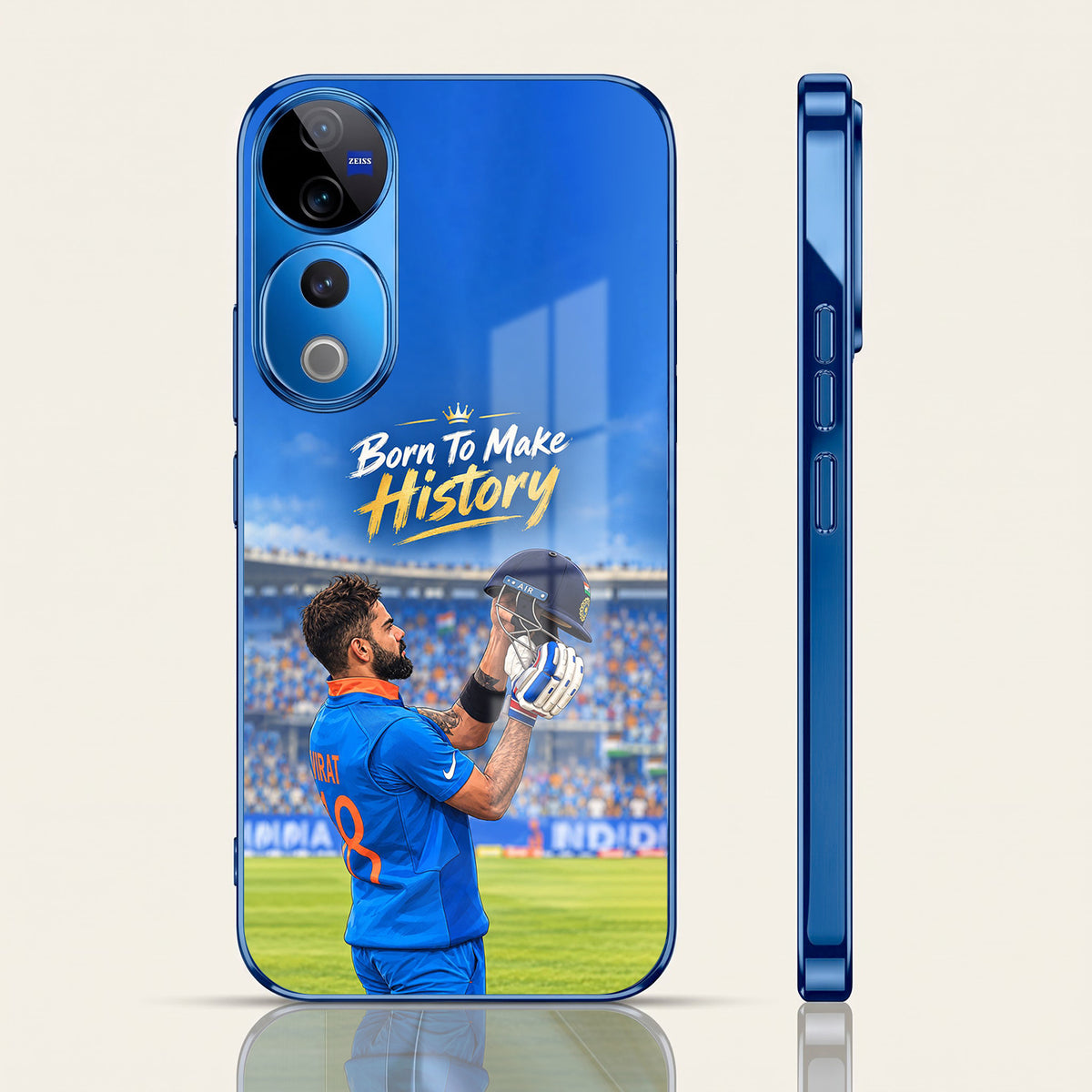 Vivo V40 Pro 5G Born TO Make History Blue Electroplated Glass Phone Back Case
