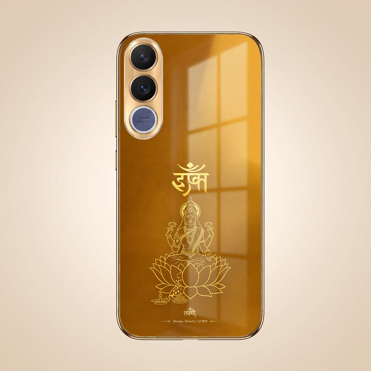 Vivo V70 FE 5G Shree Lakshmi Divine Gold Electroplated Glass Phone Back Case