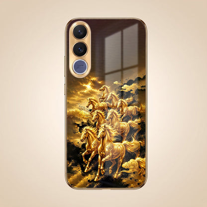 Vivo V70 FE 5G Celestial Seven Horses Gold Electroplated Glass Phone Back Case