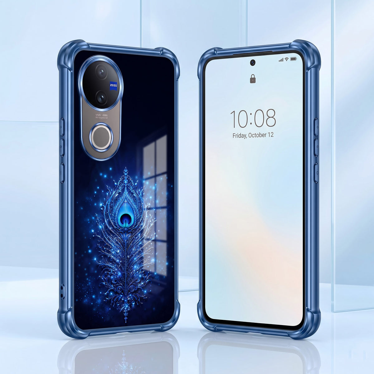 Vivo V50 5G Premium Peacock Feather Airbags Printed Back Case
