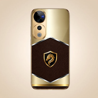 Vivo V40 Pro 5G Dragon Crest Gold Electroplated Glass Phone Back Case