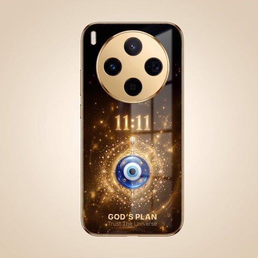 Vivo X300 5G God’s Plan Evil Eye Gold Electroplated Glass Phone Back Case