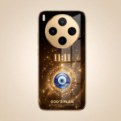 Vivo X300 5G God’s Plan Evil Eye Gold Electroplated Glass Phone Back Case